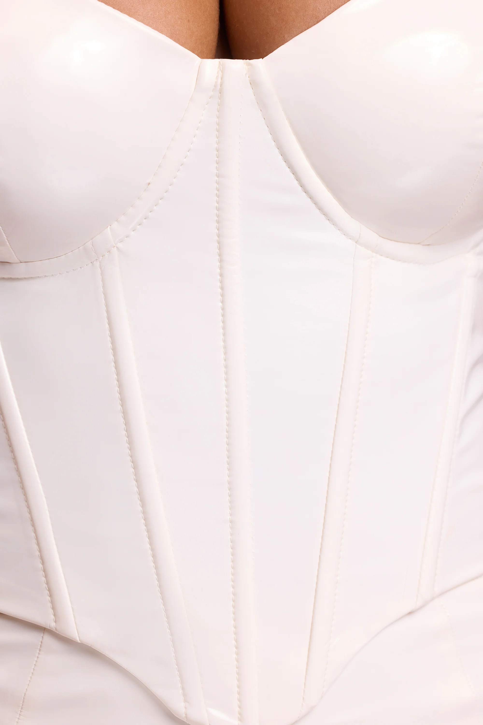 Vinyl Underwired Corset Crop Top in White - Image 5
