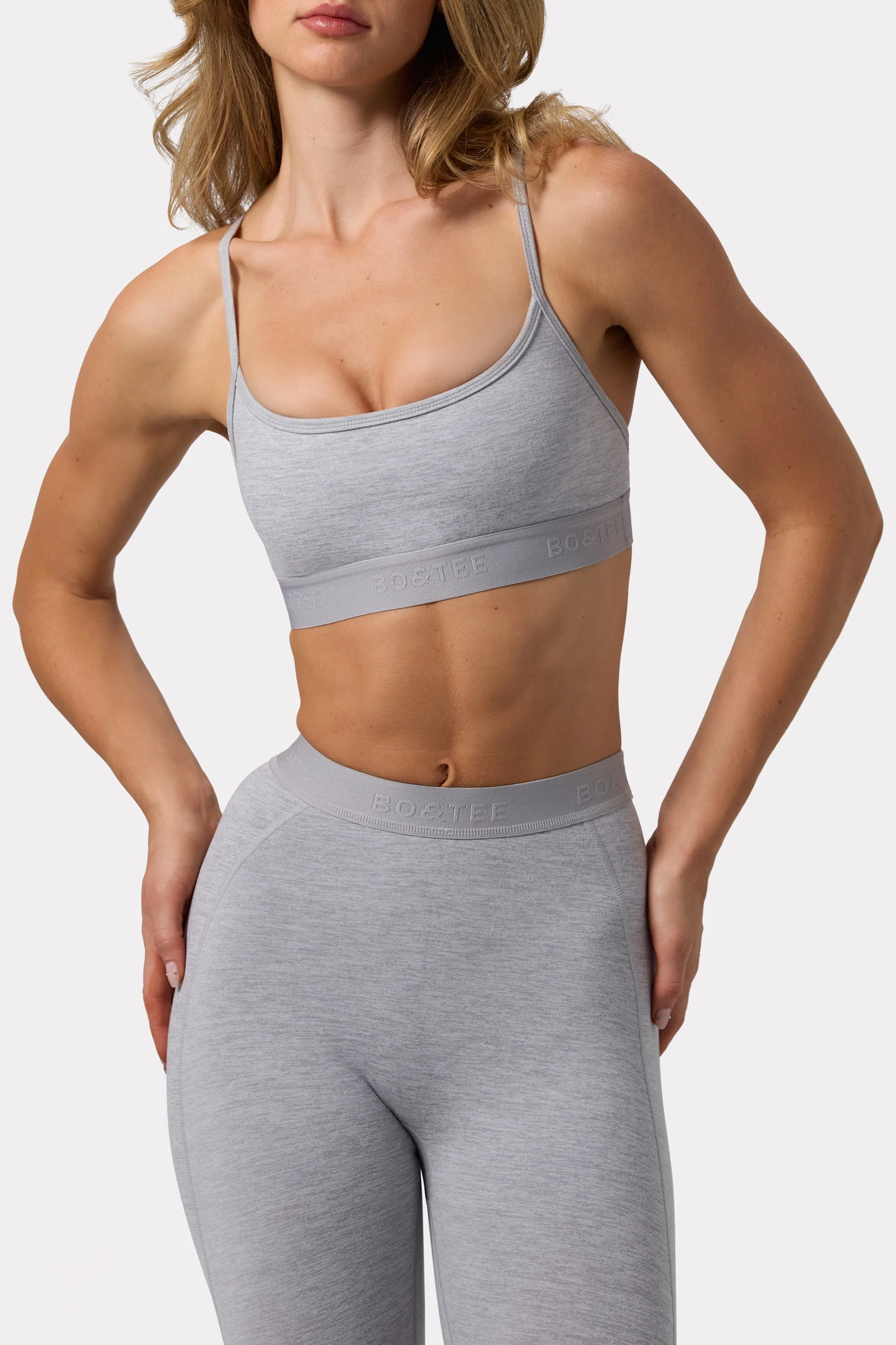 Soft Active Cross-Back Sports Bra in Grey Marl - Image 4
