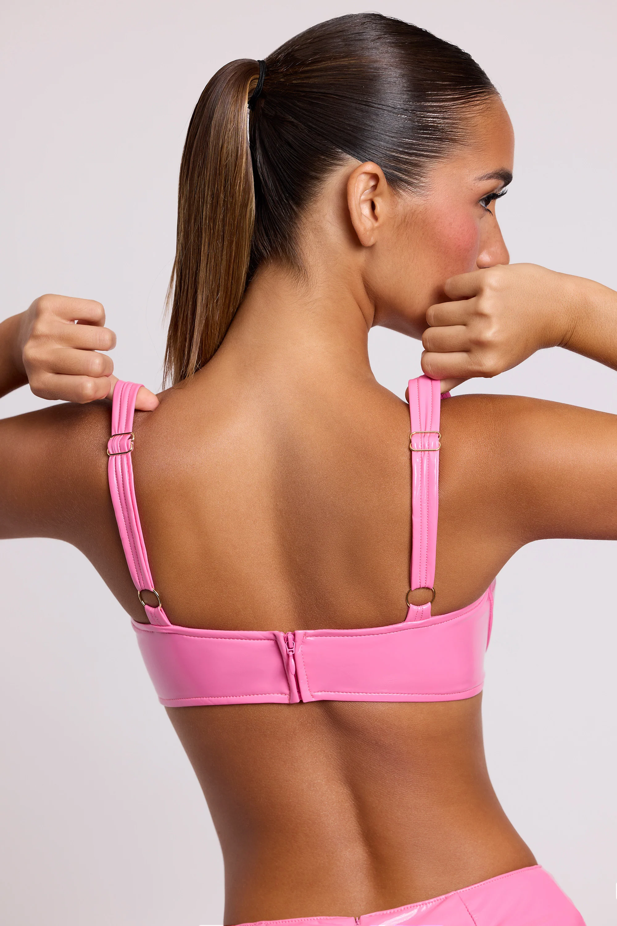 Vinyl Underwired Bralette in Pink - Image 2