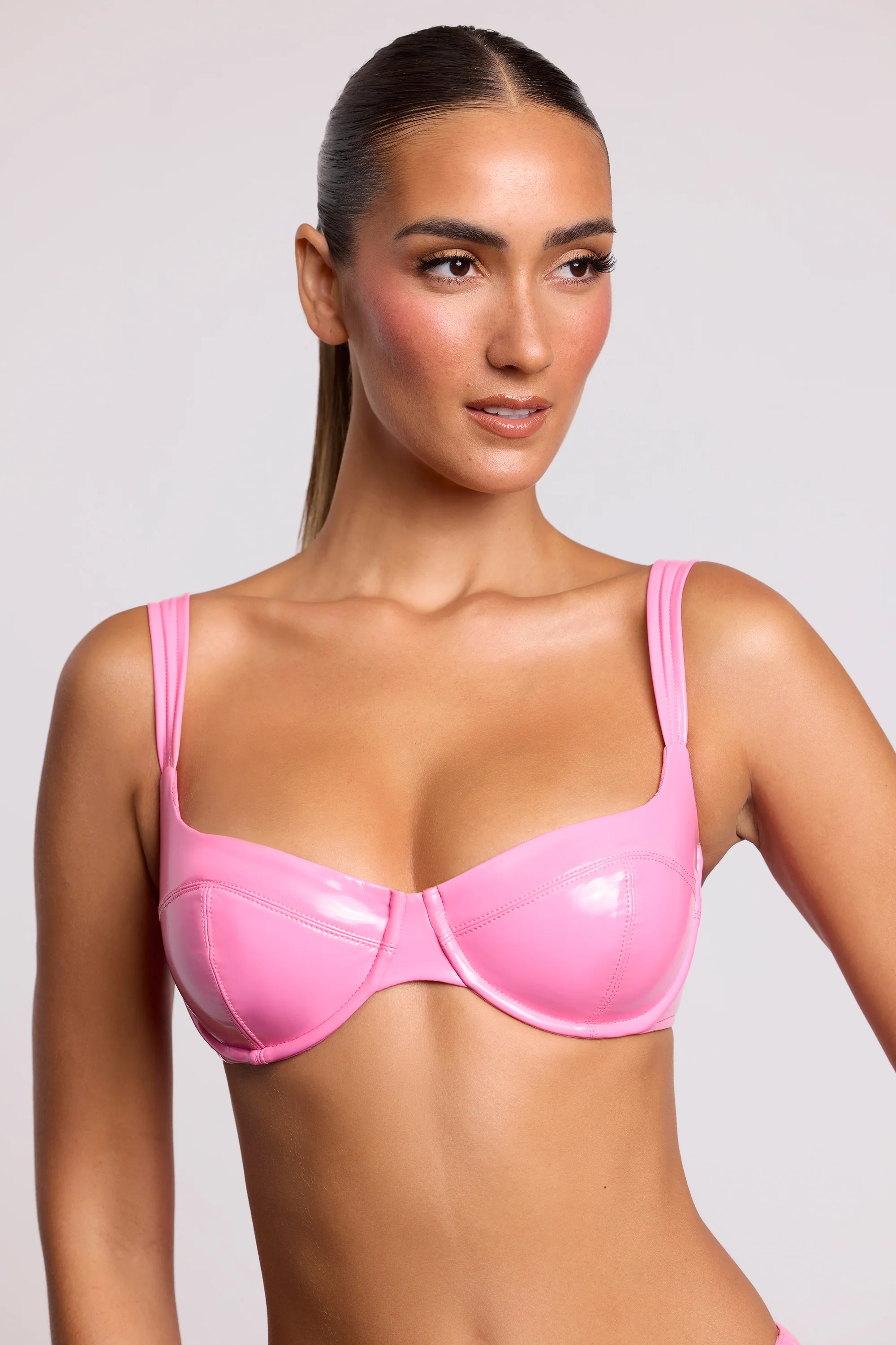 Vinyl Underwired Bralette in Pink - Image 5
