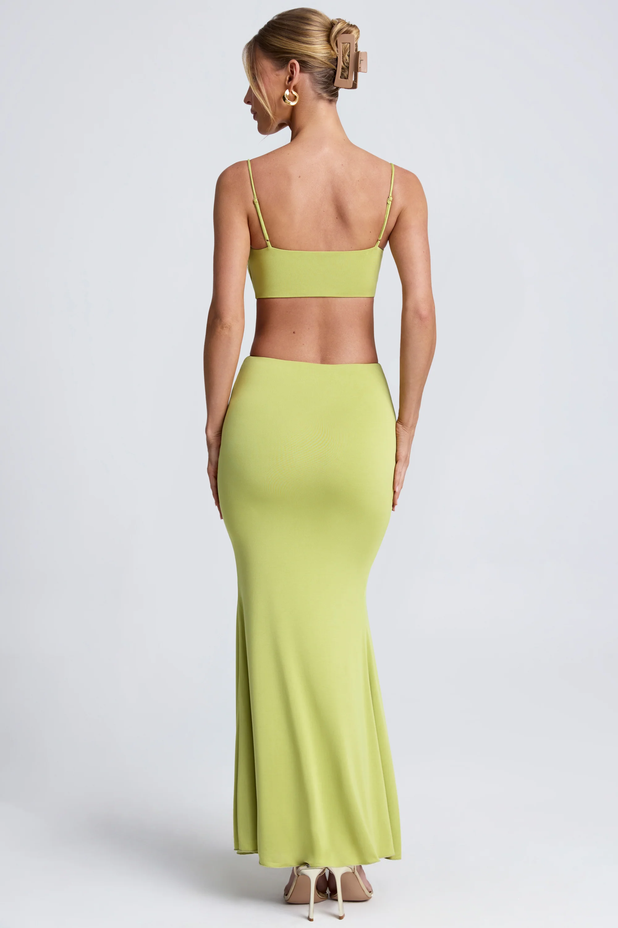 Hardware Detail Cut-Out Maxi Dress in Olive Green - Image 2