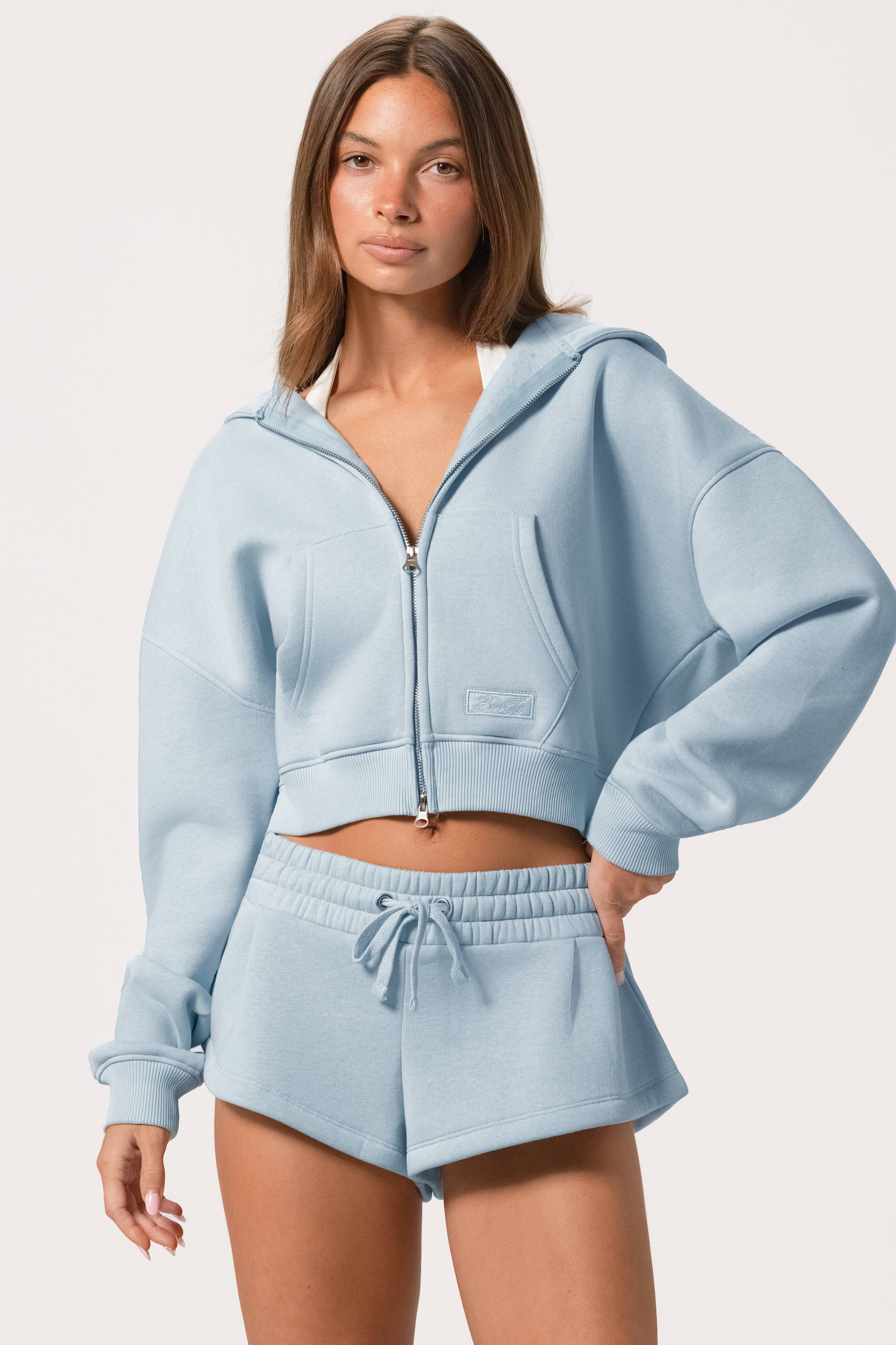 Oversized Zip-Up Hoodie  in Powder Blue - Image 5
