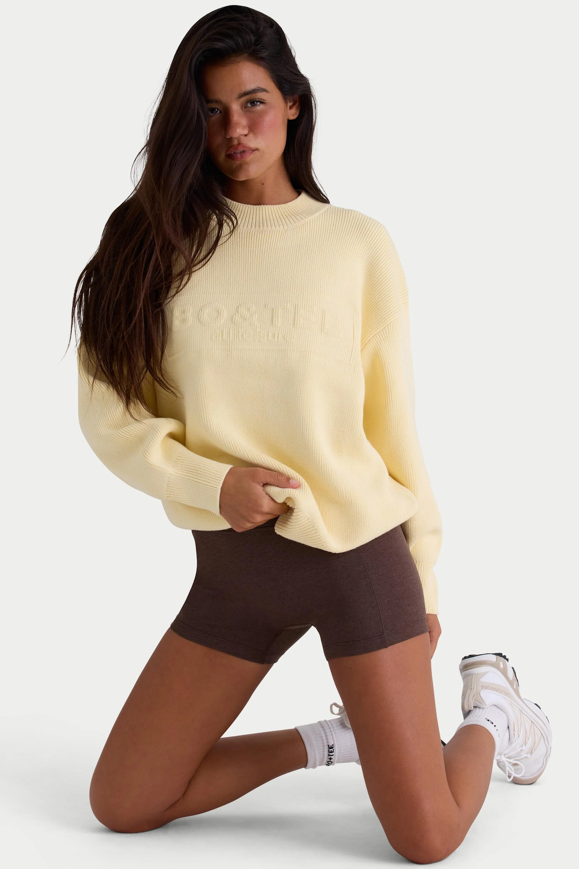 Ribbed Knit Oversized Jumper in Lemon - Image 4