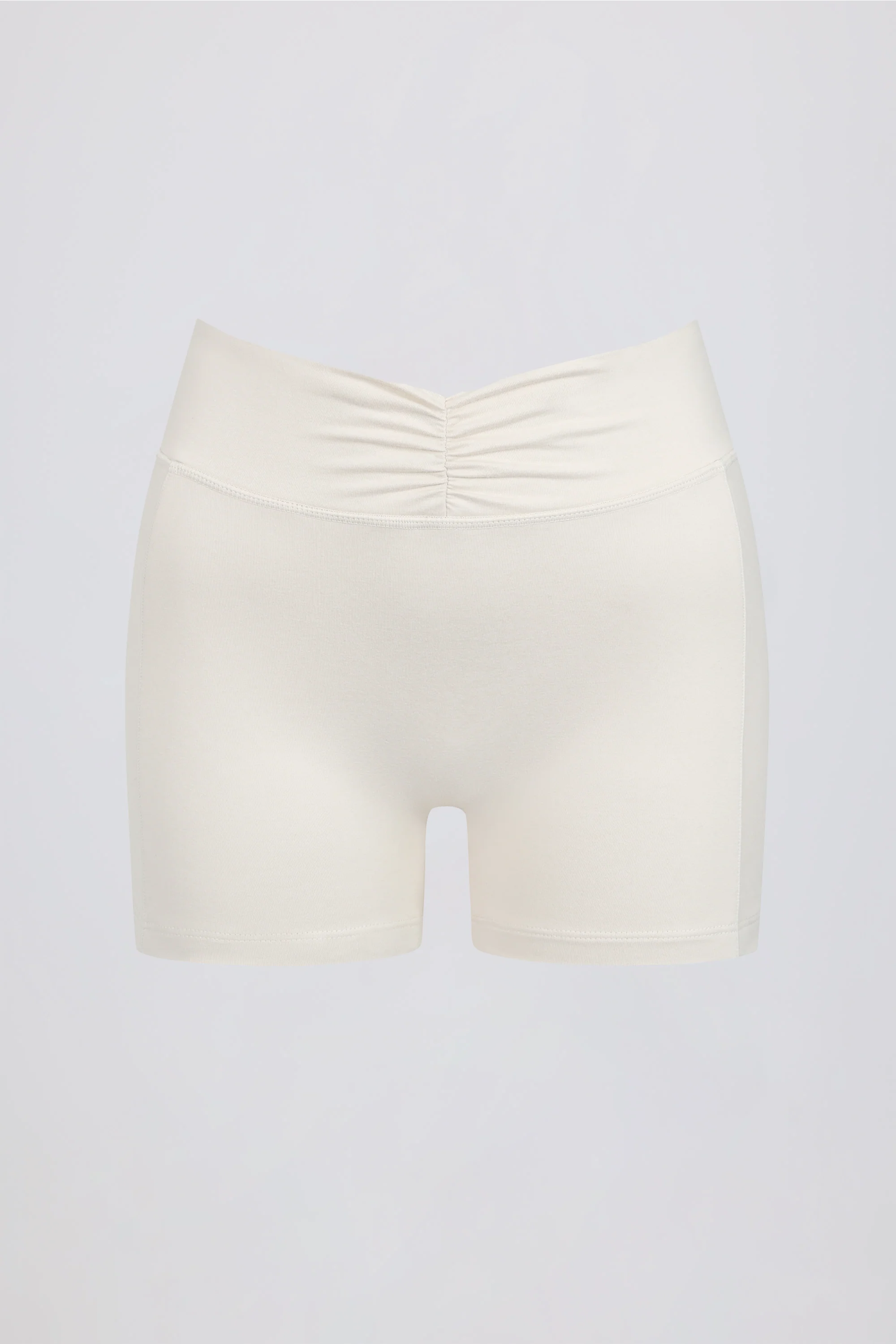 Ruched Mini Shorts in Ivory Marl - Image 6