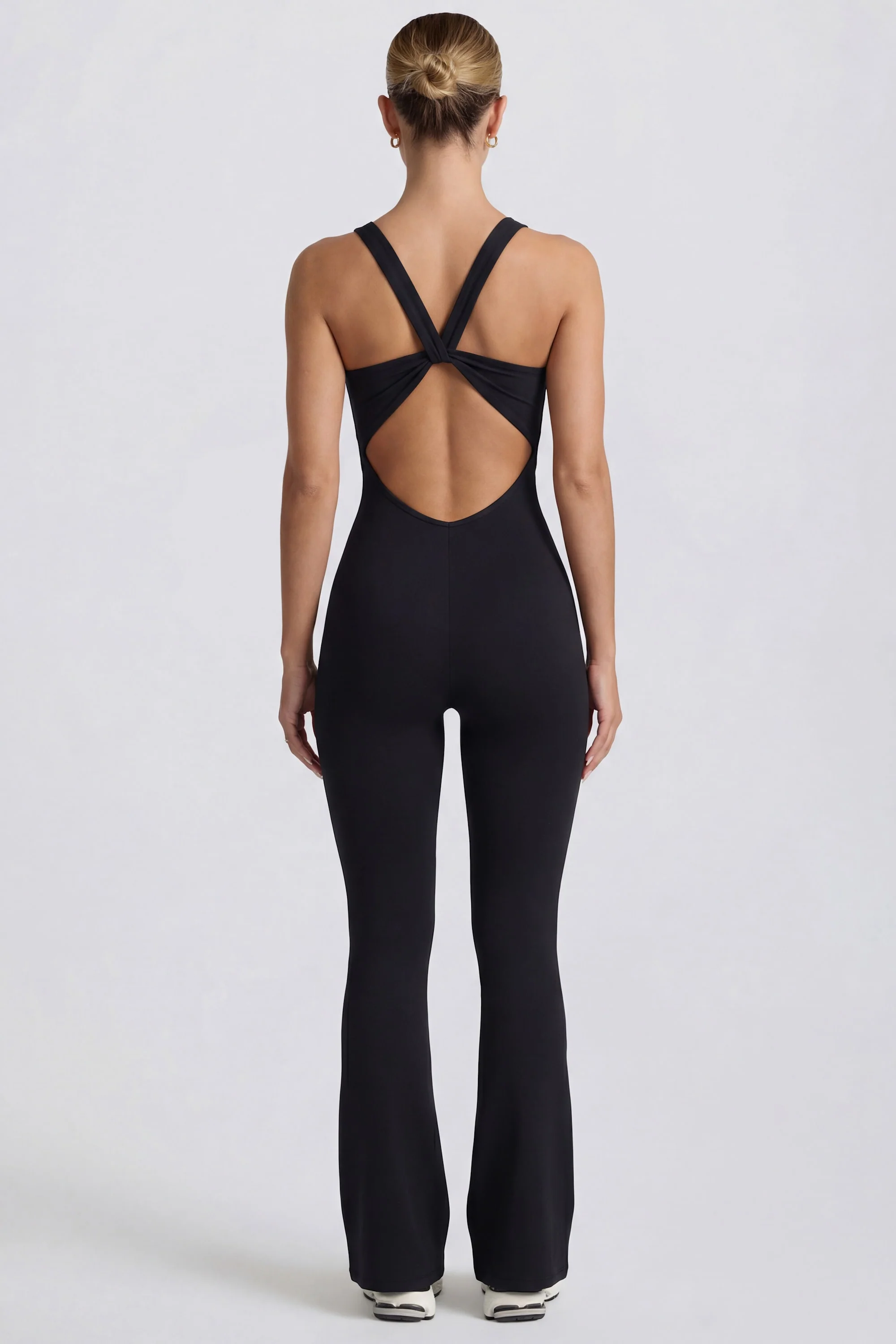 Soft Active Cut Out Back Jumpsuit  in Black - Image 2
