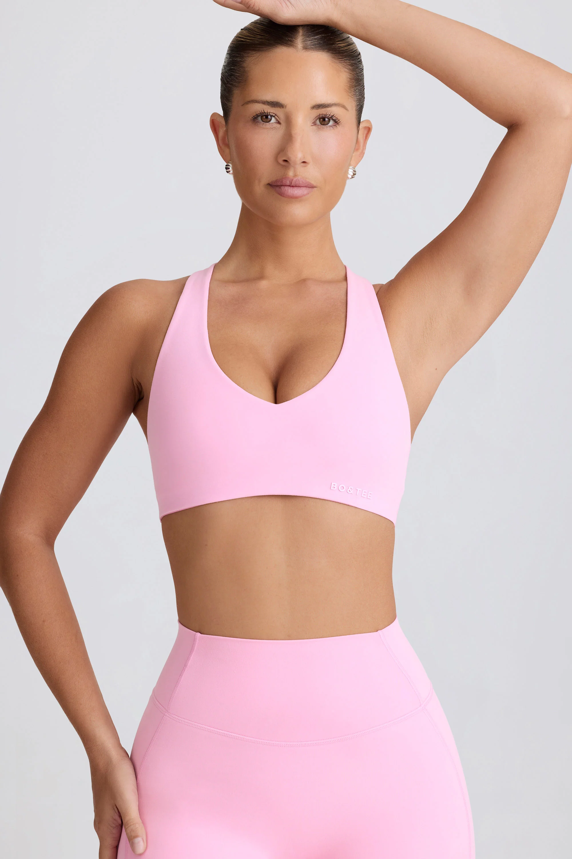 Soft Active V-Neck Sports Bra in Baby Pink - Image 6