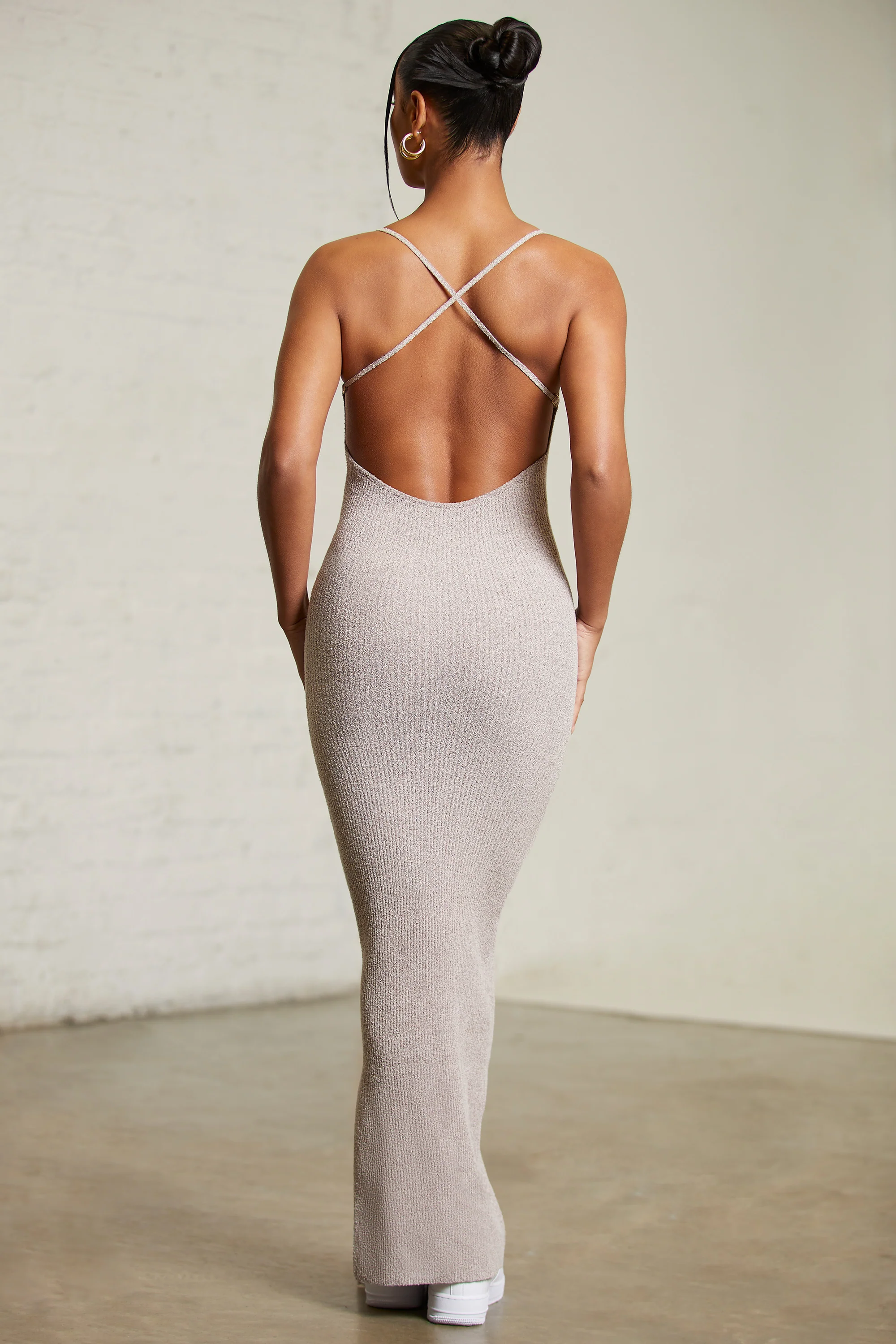 Low Back Maxi Dress in Chocolate - Image 2