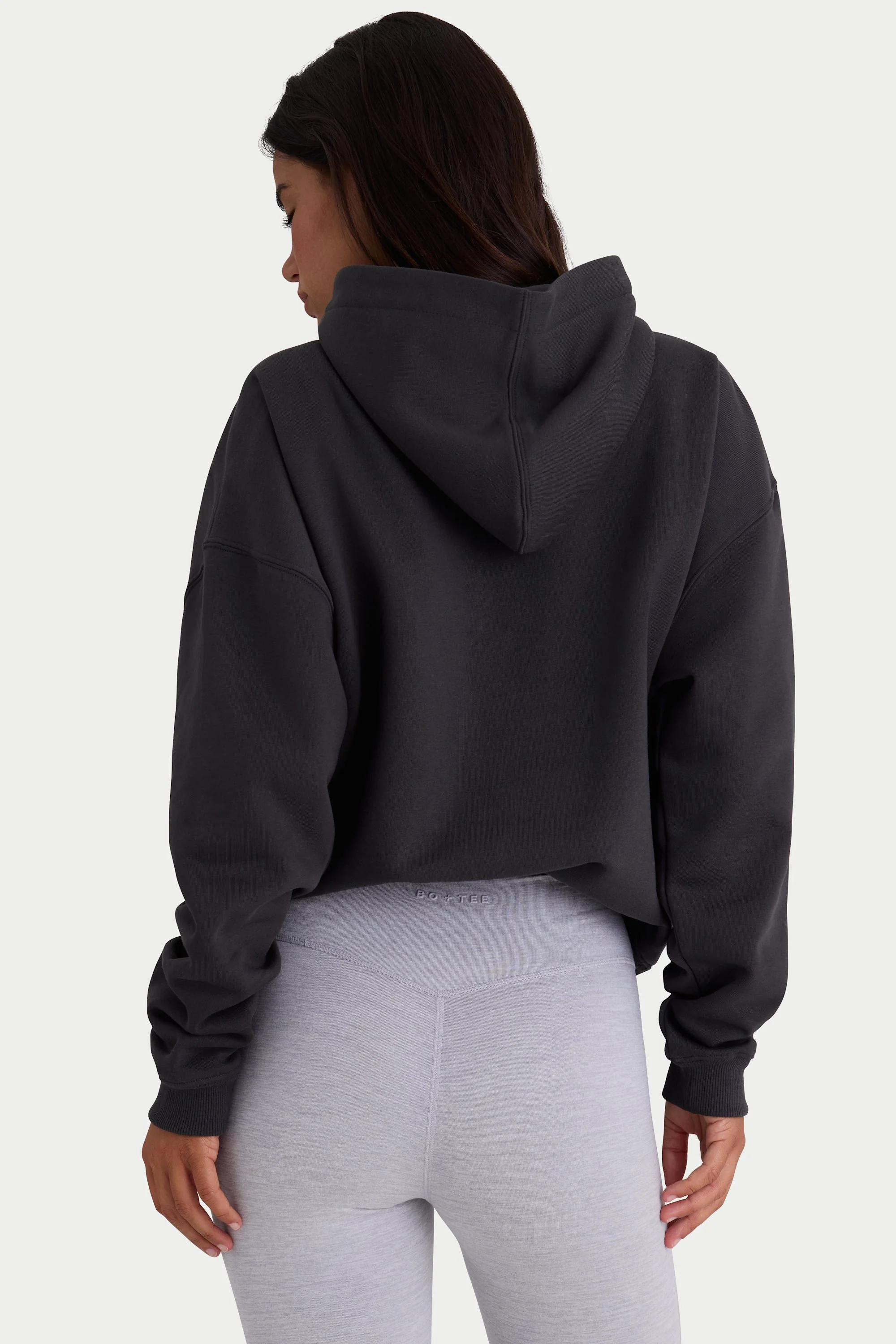 Soft Cotton Fleece Oversized Hoodie in Black - Image 2