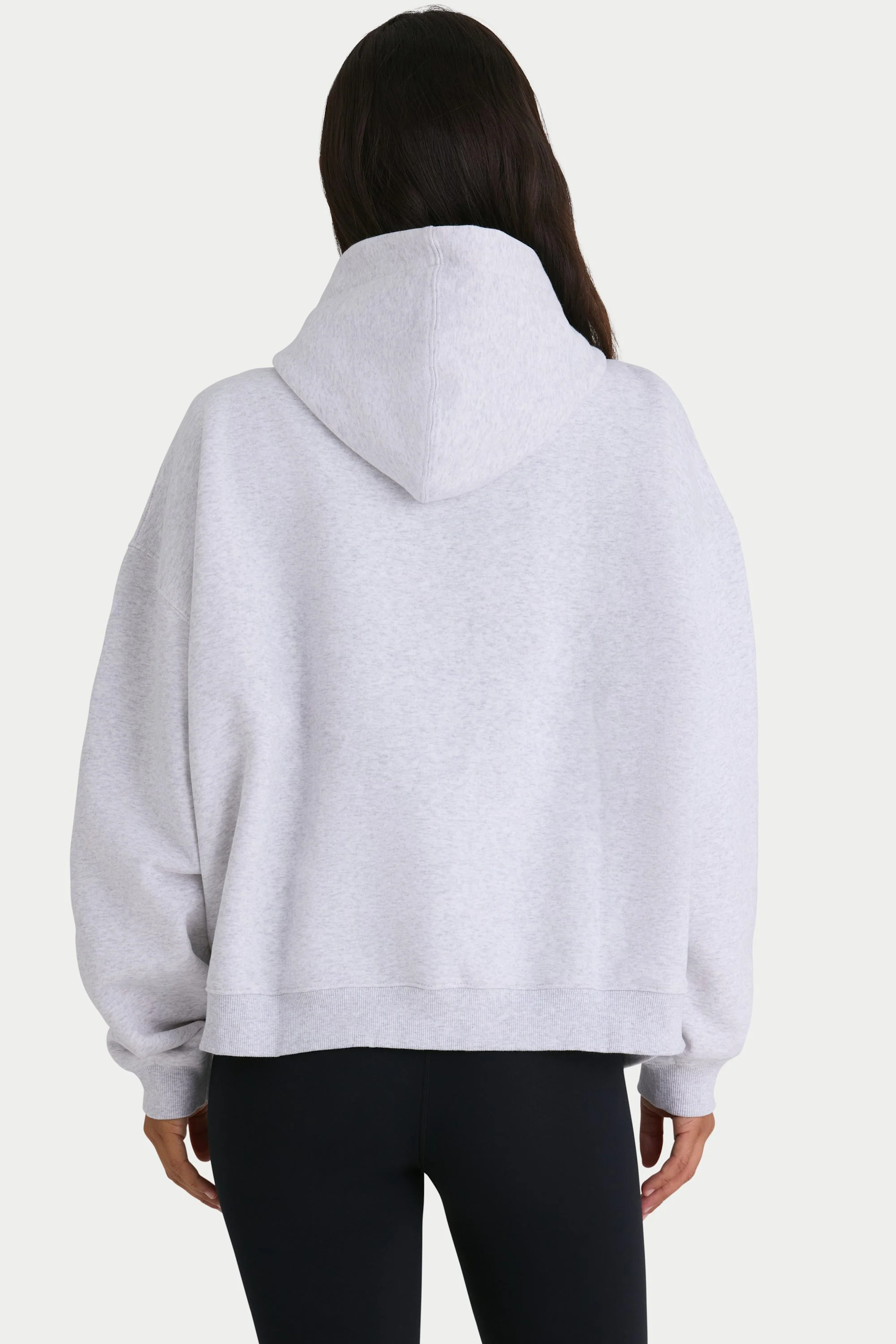 Soft Cotton Fleece Oversized Hoodie in Marl Grey - Image 2
